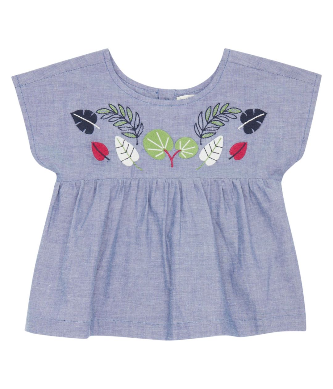 Kurzarm Top Phila mit Blätter Stickereien – Bild 2