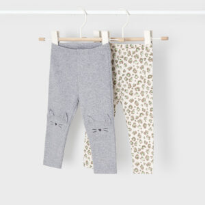 Doppelpack Leggings Blumen/Katze