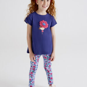 Set T-Shirt und Leggings Blumenmotiv